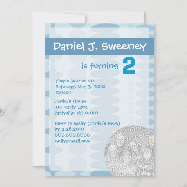 Cartões de Convite Azul de Aniversário (Frente)