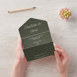 Cartões de Convite de Casamento Elegantes em Verde