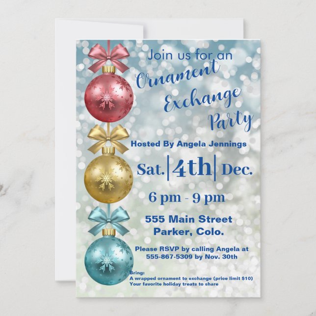 Cartões de Convite de Festa de Férias de enfeites  (Frente)