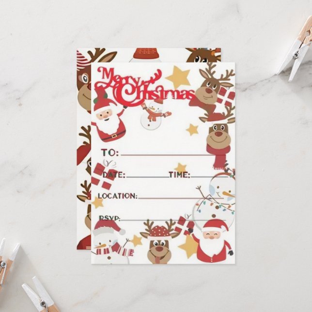 Cartões de Convite de festas de Natal Festivos (Frente/Verso In Situ)