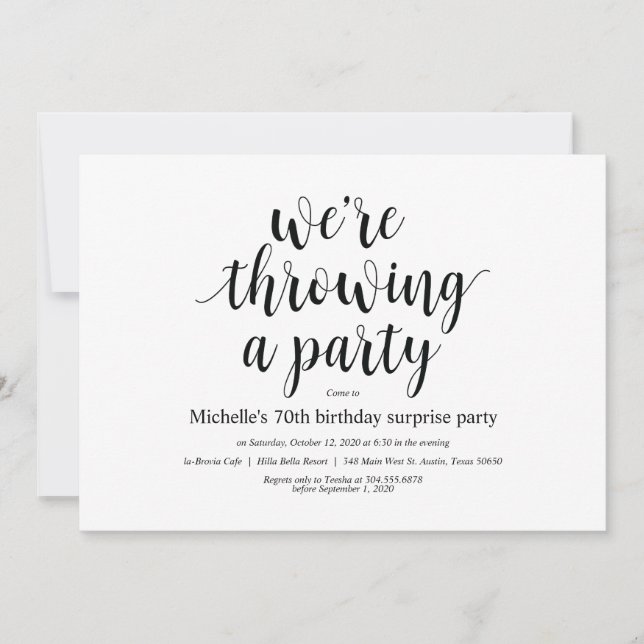 Cartões de convite de festas surpresa de aniversár (Frente)