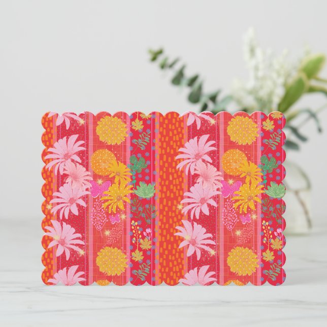 Cartões de convite festivos vermelhos com verso em (Em pé/Frente)