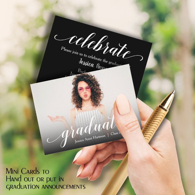 Cartões de Convite Fotográfico de Tamanho MINI For (Small 3.5" x 2.5" graduation party cards to hand out or include in your graduation announcements.)