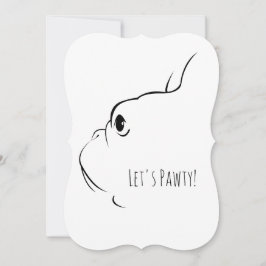 Cartões de Convite Let's Pawty French Bulldog