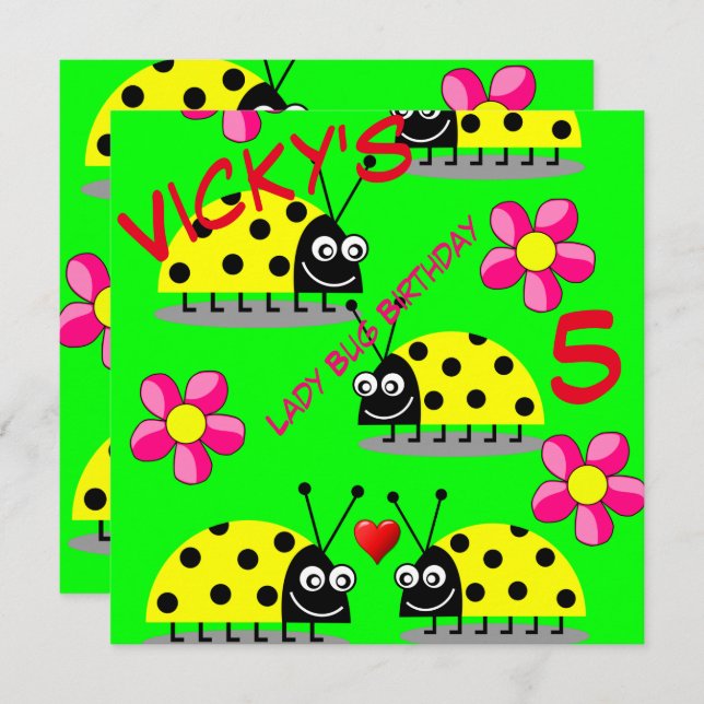 cartões de convite para aniversários de crianças (Frente/Verso)