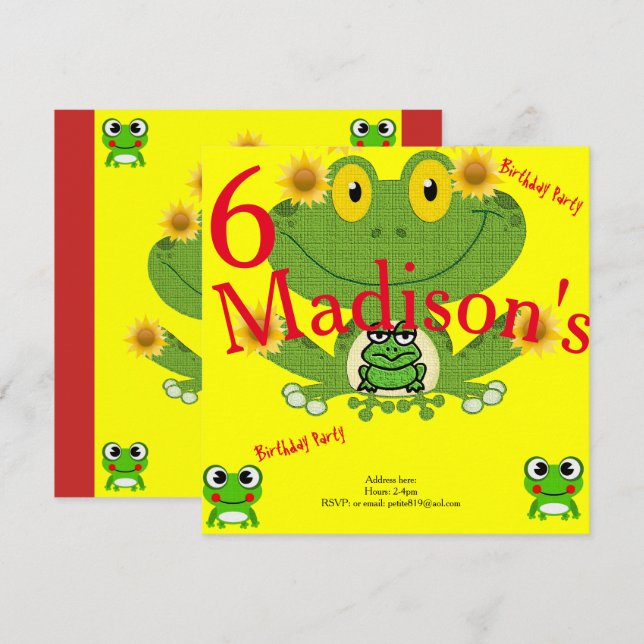 cartões de convite para aniversários de crianças (Frente/Verso)