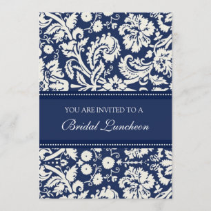 Cartões de Convite para Assalto Azul Damask Brida