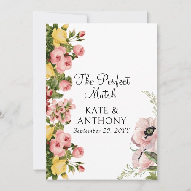 Cartões de Convite para Casamento de Padrão Floral (Frente)