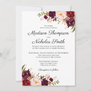 Cartões de Convite para Casamento Floral de Marsal