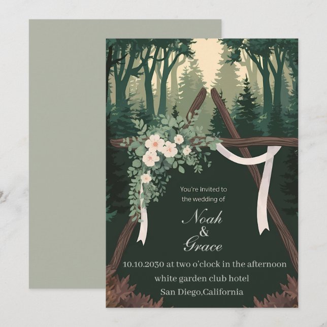 Cartões de Convite para Casamentos Especializados  (Frente/Verso)