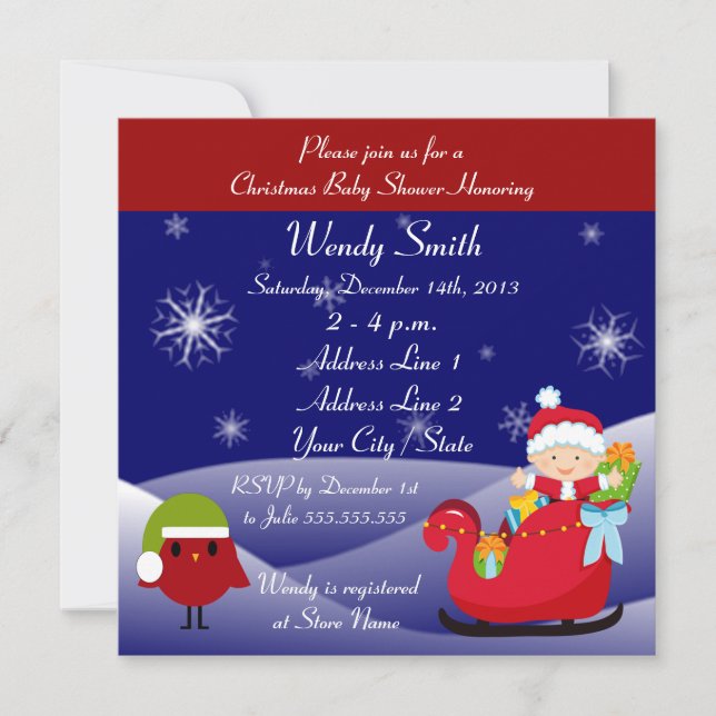 Cartões de convite para Chás de fraldas de Natal (Frente)