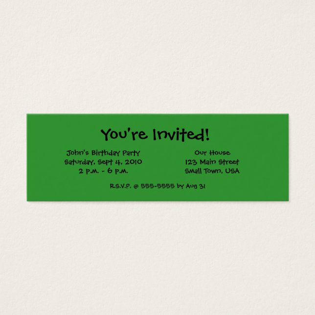 Cartões de Convite para Mini Gecko para o Dia Giga (Frente)