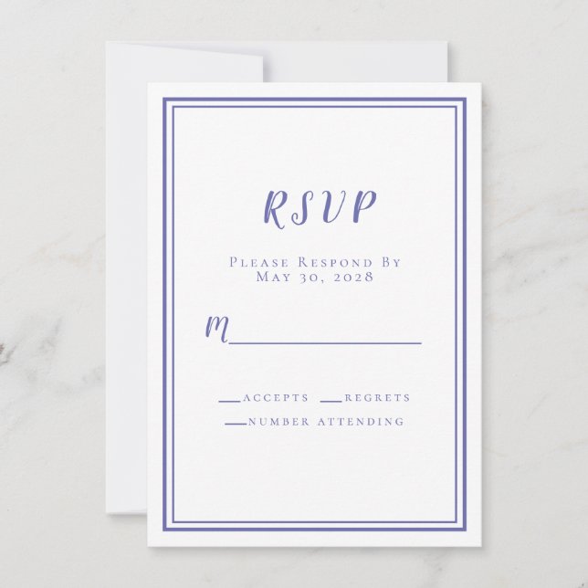 Cartões de Convite RSVP Casamento Azul Periwinkle  (Frente)