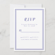 Cartões de Convite RSVP Casamento Azul Periwinkle 