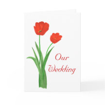 Cartões de Convites para Casamento Vermelho, Tulip