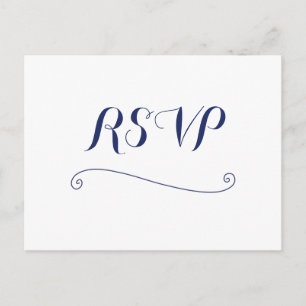Cartões De Correio RSVP De Casamento Branco E Azul