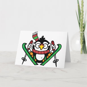 Cartões de Cumprimentos de Pinguim de Salto de Esq