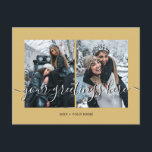 Cartões de cumprimentos universais personalizados<br><div class="desc">Cartões-postais universais personalizados cor dourada para 2 melhores amigos,  casamentos ou família com uma colagem de fotos elegante com 2 imagens personalizadas,  sua mensagem de cumprimentos em fonte manuscrita elegante,  seu nome,  data,  ano,  mensagem no verso em uma fonte moderna e simples sem serifa.</div>