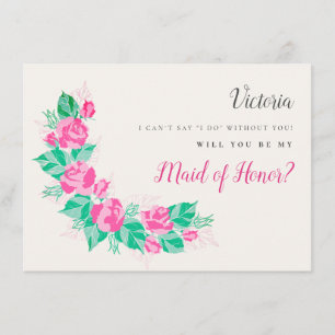 Cartões de Damas de Honra Jardim de Flores Rosa Ve