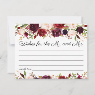 Cartões de Desejos de Casamento Marsala e Floral R