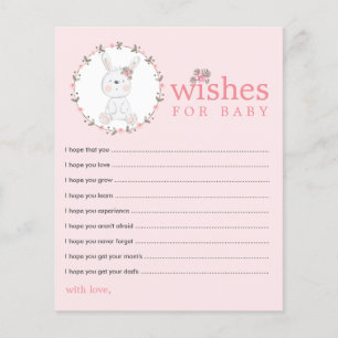 Cartões de Desejos para Baby Shower do Bebê Coelho