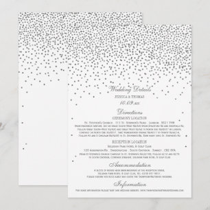 Cartões de detalhe de prata Glam do casamento dos