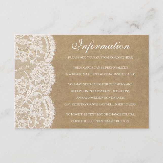 Cartões de Detalhes da Coleção de Casamentos Kraft (Frente)