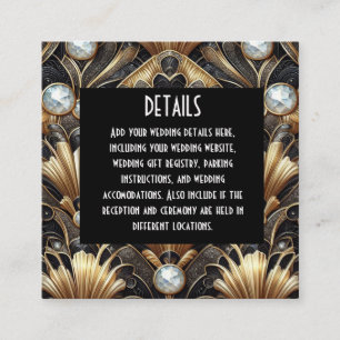 Cartões de Detalhes de Casamento Art Deco