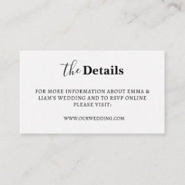 Cartões de Detalhes de Casamento Branco