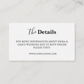 Cartões de Detalhes de Casamento Branco