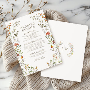Cartões de Detalhes de Casamento com Flores Silves