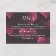 Cartões de Detalhes de Casamento com Tema Coração 