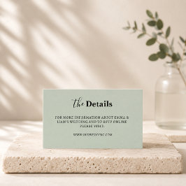 Cartões de Detalhes de Casamento em Verde Salvia