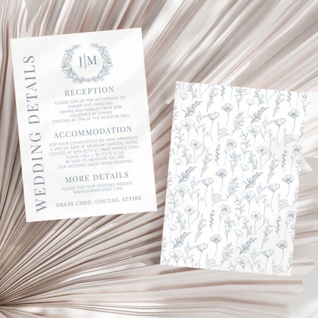 Cartões de detalhes de casamento florais brancos a (Criador carregado)