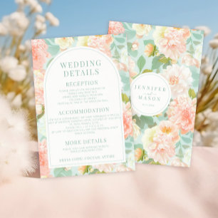 Cartões de Detalhes de Casamento Florais com Peôni