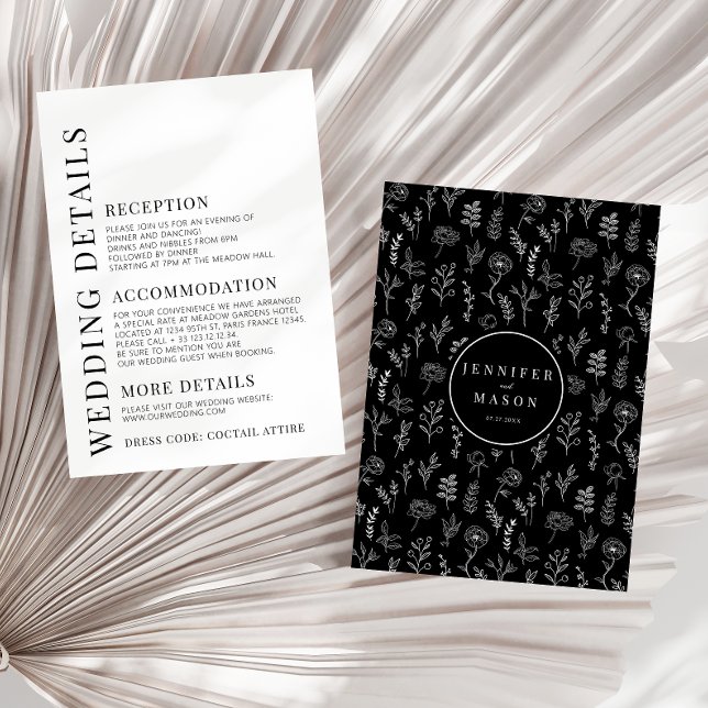 Cartões de detalhes de casamento florais elegantes (Criador carregado)