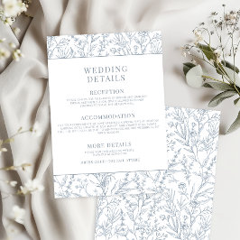 Cartões de Detalhes de Casamento Florais em Azul T