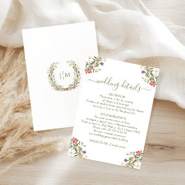 Cartões de Detalhes de Casamento Floral Campo Rúst