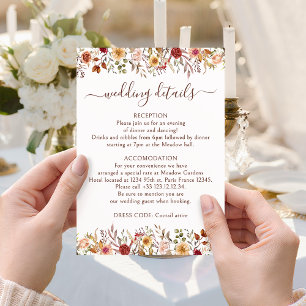 Cartões de Detalhes de Casamento Floral Outono Bur