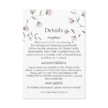 Cartões de Detalhes de Noiva Florais Mínimos com R