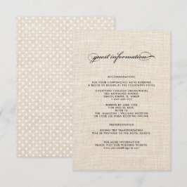 Cartões de Detalhes do Casamento Burlap, Padrão de
