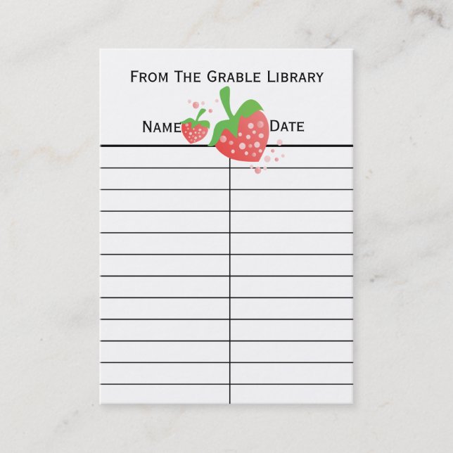 Cartões de devolução do Livro de Morango (Frente)