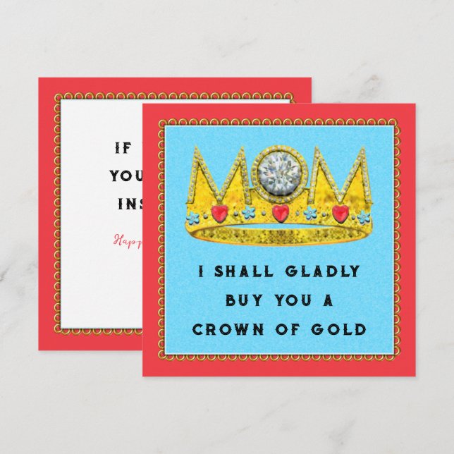 Cartões de Dia de as mães engraçados (Frente/Verso)