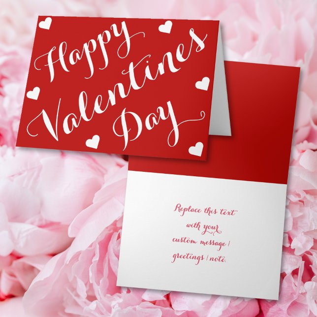 Cartões de Dia de Namorados Felizes Personalizados (Custom Personalized Red Happy Valentines Day Cards)