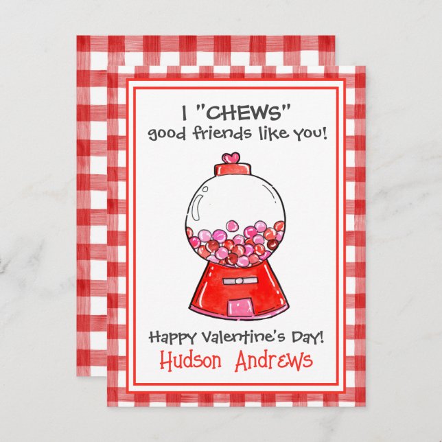 Cartões de Dia de os namorados de Gingham Gumballs (Frente/Verso)