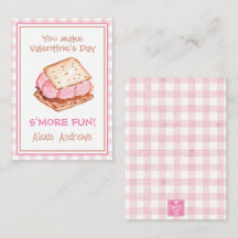 Cartões de Dia dos Namorados de Gingham Rosa em Aq