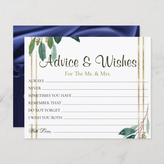 Cartões de Dicas e Desejos de Casamento Floral Dou (Frente/Verso)