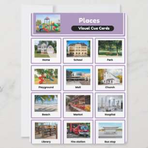 Cartões de Dicas Visuais – Coleção de Lugares Roxo