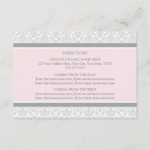 Cartões de Direção de Casamento - Cinza Rosa - Dam