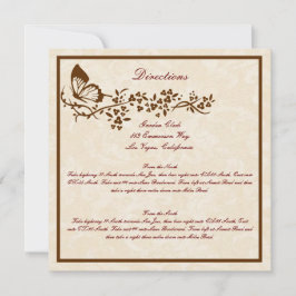 Cartões de Direção de Casamento Elegante Borboleta
